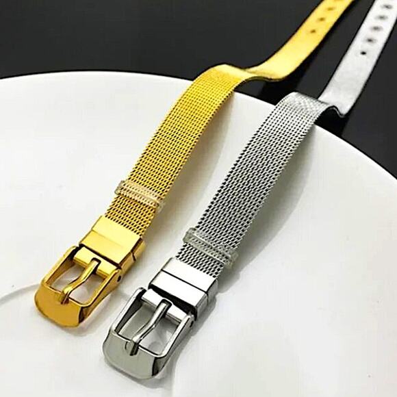 Gold Plated Belt Buckle Unisex Bracelet - Picture 3 of 3